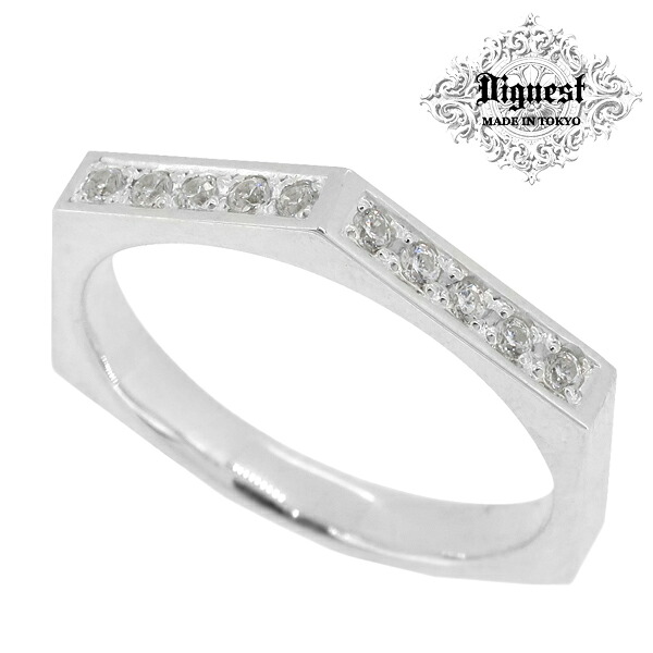 Dignest Hexagon Light シルバー リング 17号 ディグニスト ヘキサゴン 六角形 ライト 光 ジルコニア ポリゴン 無限 シルバー925 指輪 メンズ Infinity Line メンズリング 男性用指輪 ブランド 記念日 誕生日 プレゼント 人気 彼氏 おしゃれ｜新宿 銀の蔵 シルバーアクセサリー