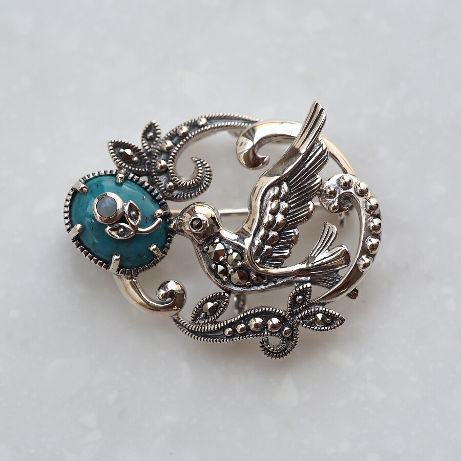 ROKUZAN ターコイズ オパール ロビンエッグ ブローチ ペンダントトップ (チェーンなし) ネックレス ペンダント トップ ヘッド シルバー925 ターコイズ オパール マーカサイト 碌山ジュエリー ブランド レディース 女性 彼女 娘 妻 記念日 誕生日 プレゼント 人気|新宿 銀の蔵 シルバーアクセサリー