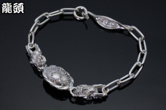 龍頭 霰亀甲×小龍 ブレスレット レディース シルバー シルバーブレスレット レディースブレスレット シルバー950 女性 彼女 伝統技法 ギフト 人気 おしゃれ ブランド