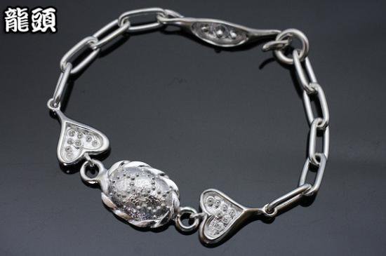 龍頭 霰亀甲×ハート ブレスレット メンズ シルバー シルバーブレスレット メンズブレスレット シルバー950 男性 彼氏 伝統技法 ギフト 人気 おしゃれ ブランド ストリート|新宿 銀の蔵 シルバーアクセサリー