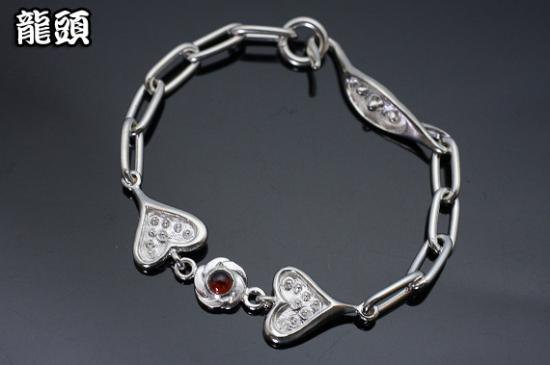 龍頭 小花&times;ハート ブレスレット 天然石 レディース シルバー シルバーブレスレット レディースブレスレット シルバー950 女性 彼女 伝統技法 ギフト 人気 おしゃれ ブランド｜新宿 銀の蔵 シルバーアクセサリー