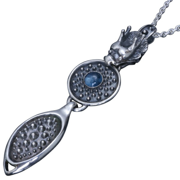 龍頭 ブルートパーズ 龍頭×霰2連 ネックレス チェーン付き ペンダント メンズ シルバー シルバーネックレス メンズネックレス 竜 ドラゴン 天然石 シルバー950 男性 彼氏 伝統技法 ギフト 人気 おしゃれ ブランド