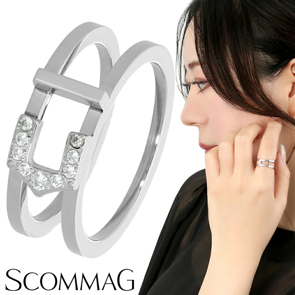 SCOMMAG インサイドアウトフレーム リング 指輪 7～23号 ホースシュー 馬蹄 ステンレス ジルコニア ステンレスリング サージカルステンレス 金属アレルギー アレルギーフリー メンズ レディース 男性 女性 彼氏 彼女 記念日 誕生日 プレゼント 人気 ブランド おしゃれ