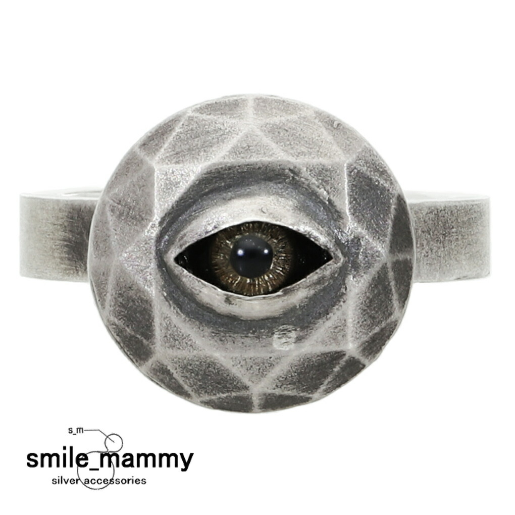 smile_mammy stare ファセットカット ストーン リング 指輪 ０～19号 シルバー 925 宝石 目 目玉 追視 義眼 不気味 ホラー ダーク グロテスク シルバーリング メンズ レディース 男性 女性 彼氏 彼女 ユニセックス 記念日 誕生日 プレゼント 人気 おしゃれ