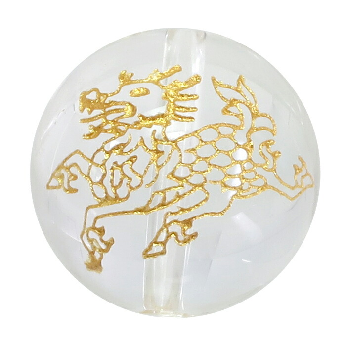 楽天市場】麒麟 カービング スモーキークオーツ 16mm 金塗り 素彫り 1