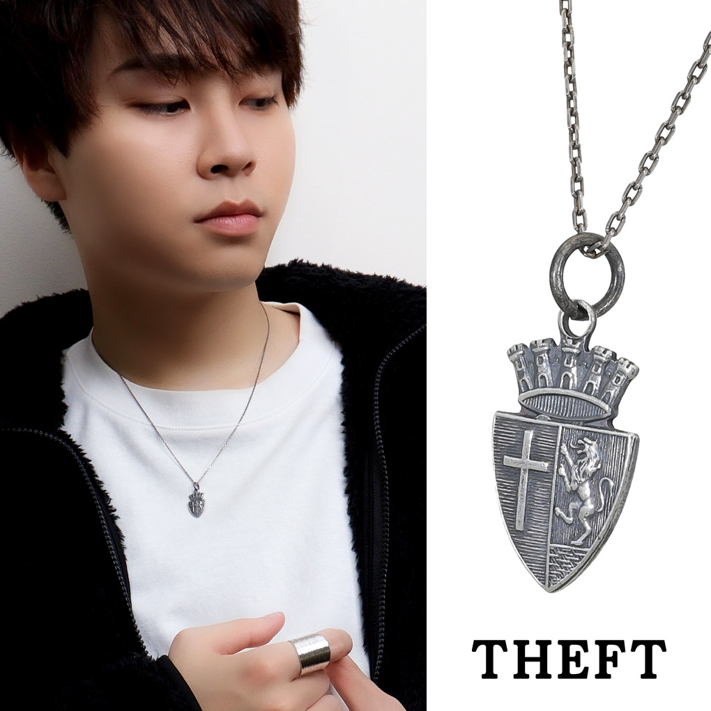 THEFT セフト エンブレム モチーフ ネックレス ペンダント ペンダントトップ ペンダントチャーム シルバー EMBLEM NECKLACE シールド ビンテージ ヴィンテージ アンティーク調 メンズ レディース 男性 女性 彼氏 彼女 記念日 誕生日 プレゼント 人気 おしゃれ|新宿 銀の蔵 シルバーアクセサリー
