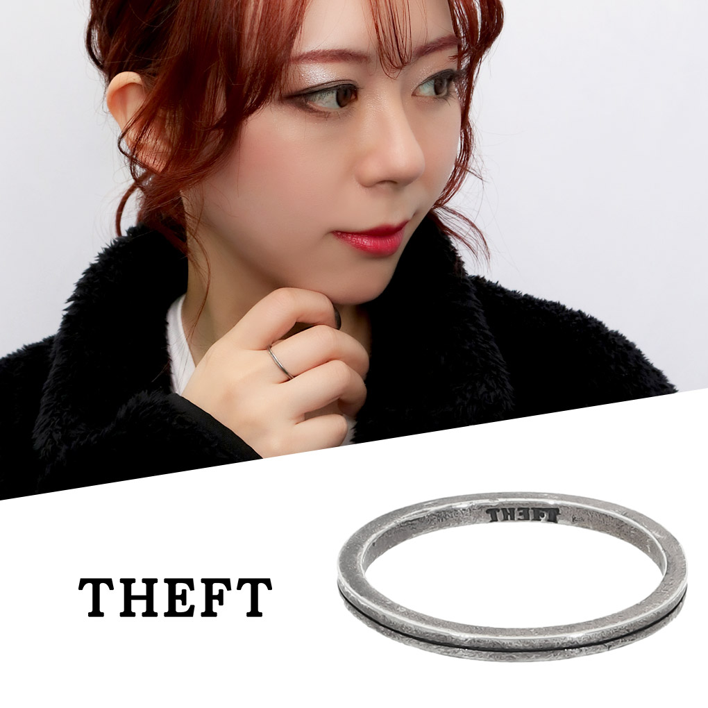 THEFT セフト シンプル ライン リング 指輪 9～19号 シルバー Line Ring 細身 ビンテージ ヴィンテージ アンティーク調 シルバーリング メンズ レディース 男性 女性 彼氏 彼女 ユニセックス 記念日 誕生日 プレゼント 人気 おしゃれ