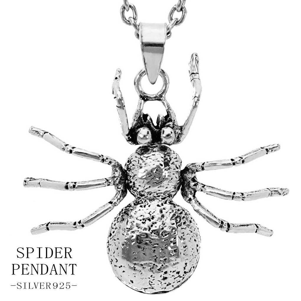 シルバー 蜘蛛 スパイダー 昆虫 モチーフ ブラックオニキス ラウンド