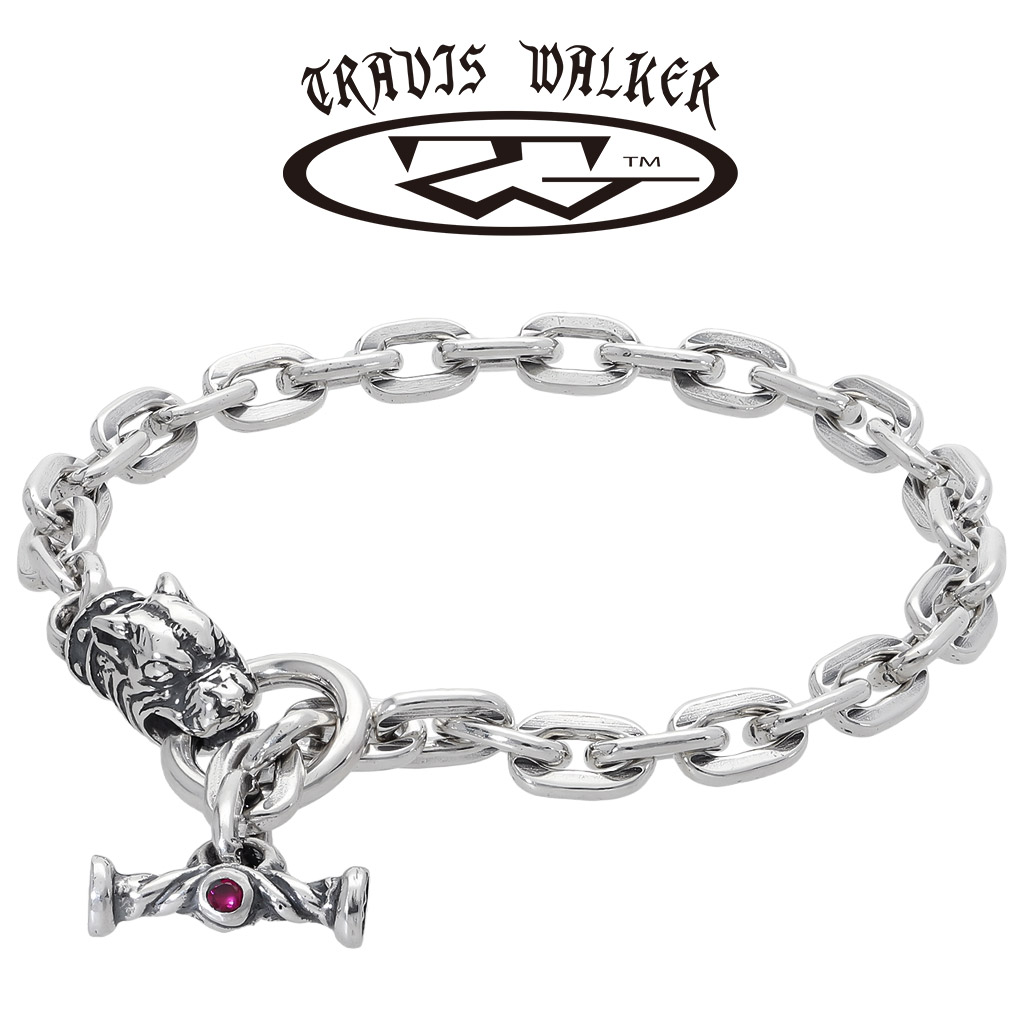 TRAVIS WALKER トラヴィスワーカー ピットブル チャーム オーバル リンク シルバー ブレスレット ブランド 公式 正規品 シルバー925 アクセサリー 腕輪 ドアノッカー Tバー マンテル 犬 メンズブレスレット ブレス メンズ 男性 彼氏 夫 旦那 記念日 誕生日 プレゼント