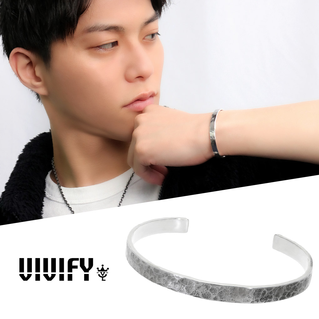 VIVIFY ビビファイ 槌目 ハンマード バック ホールマーク バングル シルバー 腕輪 ブレスレット 槌目模様 打ち目 ラフ メンズ レディース 男性 女性 彼氏 彼女 記念日 誕生日 プレゼント 人気 おしゃれ