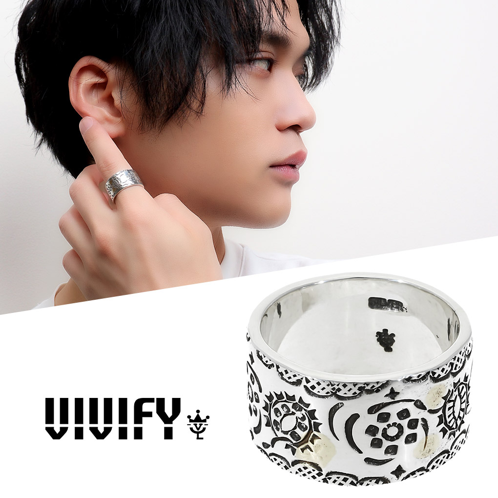VIVIFY ビビファイ ペイズリー フラット ワイド リング 指輪 3~27号 シルバー ペイズリー柄 模様 パターン 幅広 ゴールド 金色 シルバーリング メンズ レディース 男性 女性 彼氏 彼女 ユニセックス 記念日 誕生日 プレゼント 人気 おしゃれ
