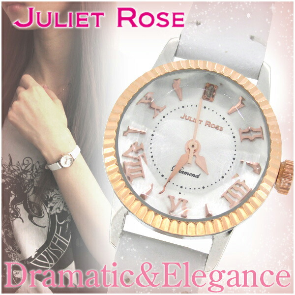 JULIET ROSE JUL108レザー シリーズ ホワイト ピンクゴールド レディースウォッチ レザー 革ベルト ダイヤ 日常生活防水 レディース 腕時計 時計 ダイヤモンド ダイアモンド ジュリエット ローズ JUL108PGS-04 ブランド 記念日 誕生日 プレゼント 人気 おしゃれ 彼女