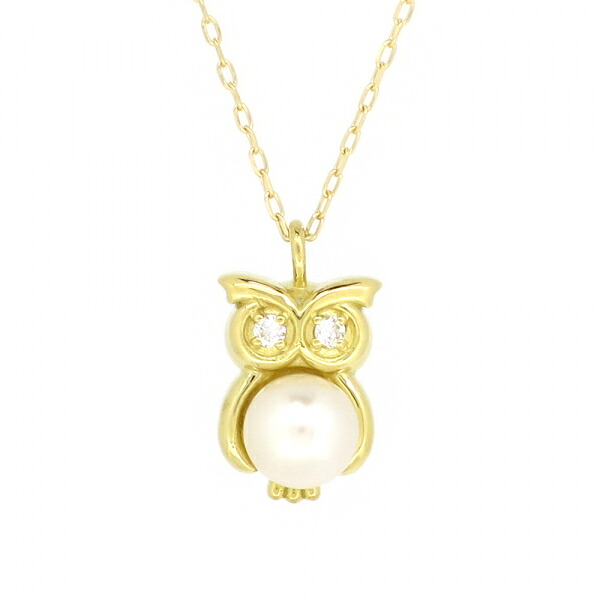 ふくろう ゴールドネックレス(チェーン付きペンダント) 梟 ミミズク 18金 イエローゴールド ダイヤモンド ダイアモンド パール 真珠 ジュエリー ネックレス ペンダント 首飾り レディース 女性 アクセサリー ギフト 記念日 誕生日 プレゼント おしゃれ 彼女
