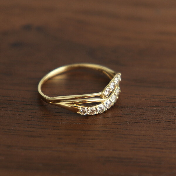 楽天市場】K18 PT900 4連 立体 ウェーブ リング 指輪 ダイヤモンド