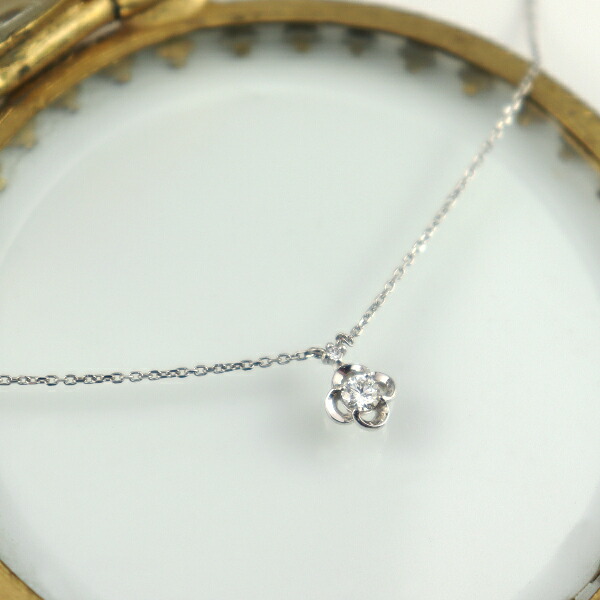 PT900 ダイヤモンド フラワー プラチナネックレス 花 プラチナ ネックレス 天然 ダイヤ 0.1カラット 上品 一粒 定番 普段使い かわいい アクセサリー ペンダント レディース 女性 ギフト 記念日 誕生日 プレゼント おしゃれ 彼女