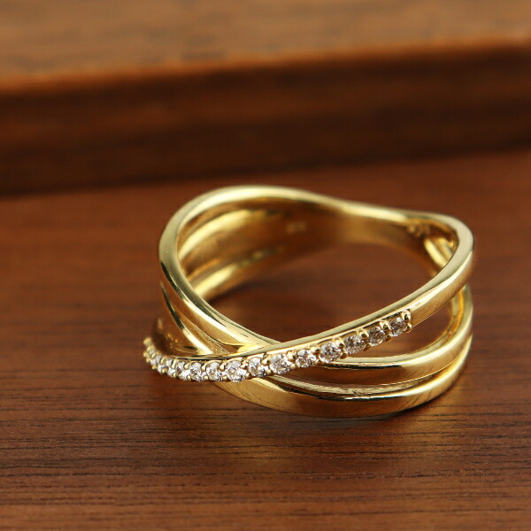 Final sale!値下げゴールドK18 3連リング 18金 リング k18 指輪 ゴールド 3連リング調 3本ウエーブ ライン
