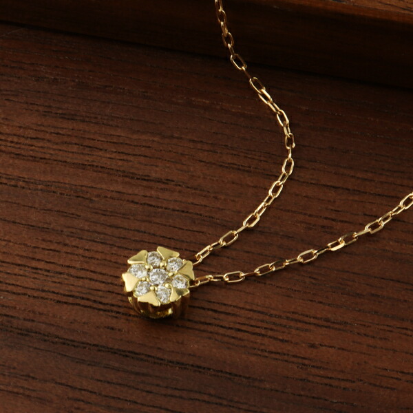K18 ハート爪 ダイヤモンド サークル ネックレス 18金 18k ゴールド ハート 円形 丸 パヴェ 上品 かわいい 定番 デイリー 普段使い 大人 アクセサリー ペンダント レディース 女性 ギフト 記念日 誕生日 プレゼント おしゃれ 彼女