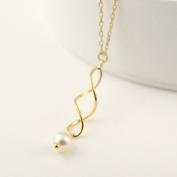 K18 あこや真珠 スパイラル ゴールド ネックレス 18金 18k あこや 真珠 パール 螺旋 かわいい 華奢 一粒 普段使い アクセサリー ペンダント レディース 女性 ギフト 記念日 誕生日 プレゼント おしゃれ 彼女|新宿 銀の蔵 シルバーアクセサリー