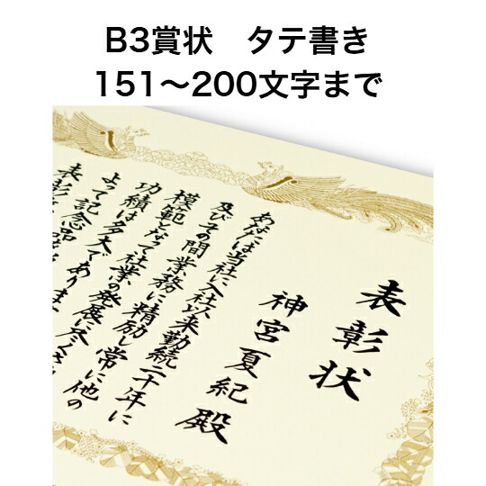 B3 表彰状  タテ書き 200文字記号まで 全文 手描き代筆 筆耕 表彰 有りがたさ状 御墨付き 社内報いる 皆勤賞 御墨付き証 市民大会 力くらべ 力くらべ でき事など