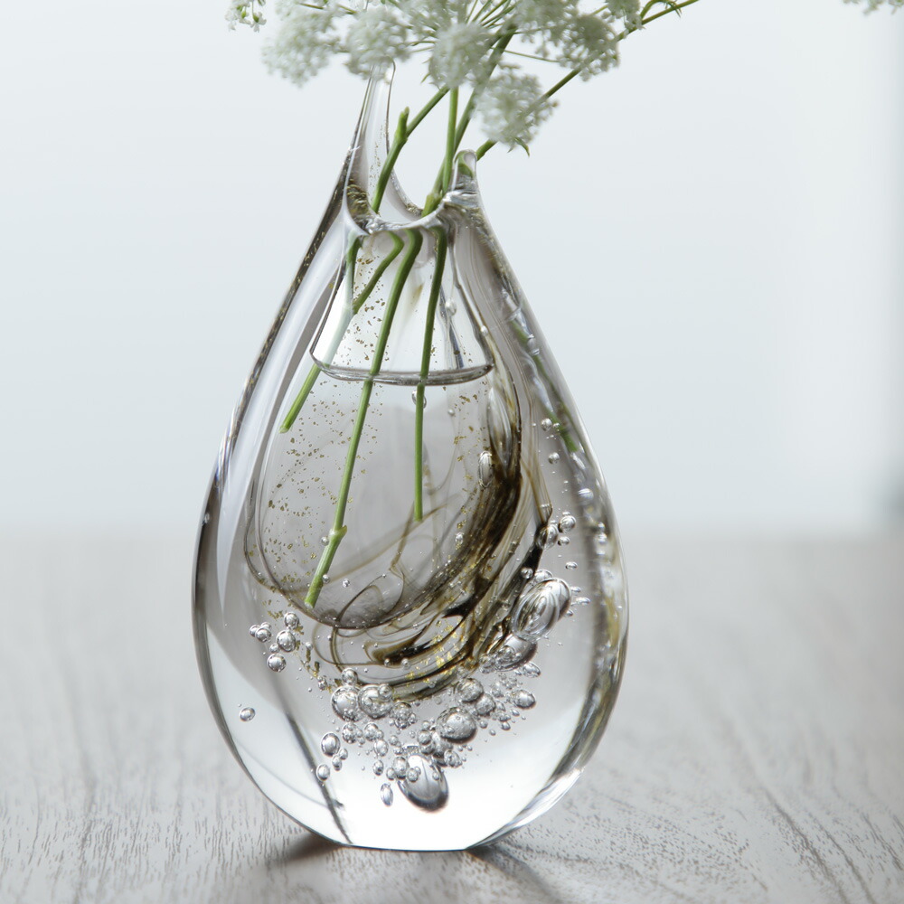 time&style ガラス フラワーベース 花瓶 花器 一輪挿し 花瓶 ガラスベース 直径10.5×高さ16cm （ フラワーベース 花びん