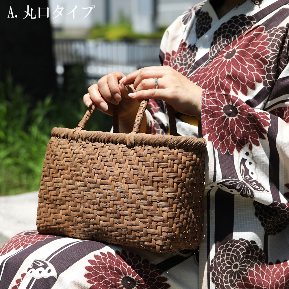 楽天市場 純国産 日本製 山形県大井沢 山葡萄 かごバッグ 網代編み 山ぶどう カゴバッグ 葡萄バッグ 籠バッグ バック 京都ぎんやんま 京うちわ 扇子専門店 ぎんやんま