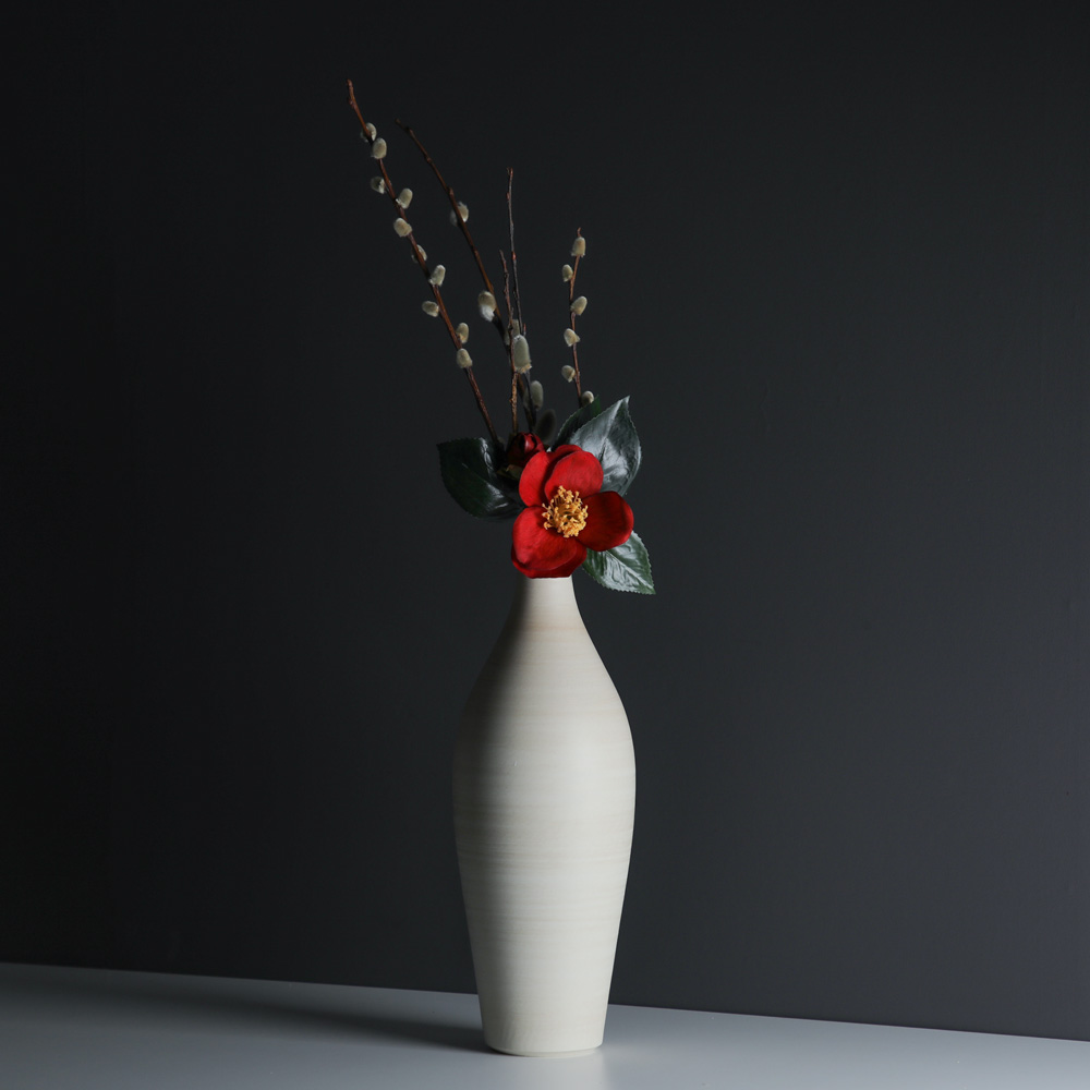 手引きろくろ フラワーベース「大」ホワイト 白 生成り 花器 花入 花瓶 3rd CERAMICS｜京うちわ・扇子専門店　ぎんやんま