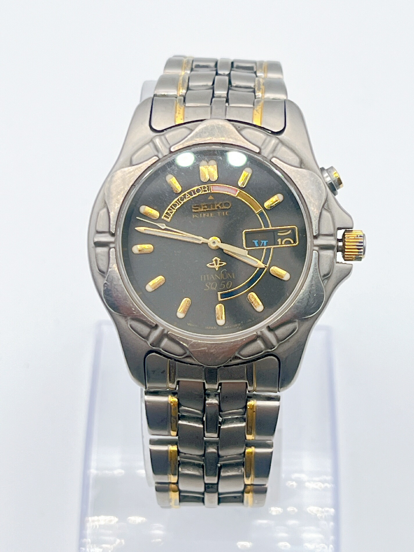 SEIKO KINETIC キネティック 5M63-0B40 メンズ 腕時計 Seiko 5M63-0B40 Titanium Air Divers 200m Day Date Kinetic Mens