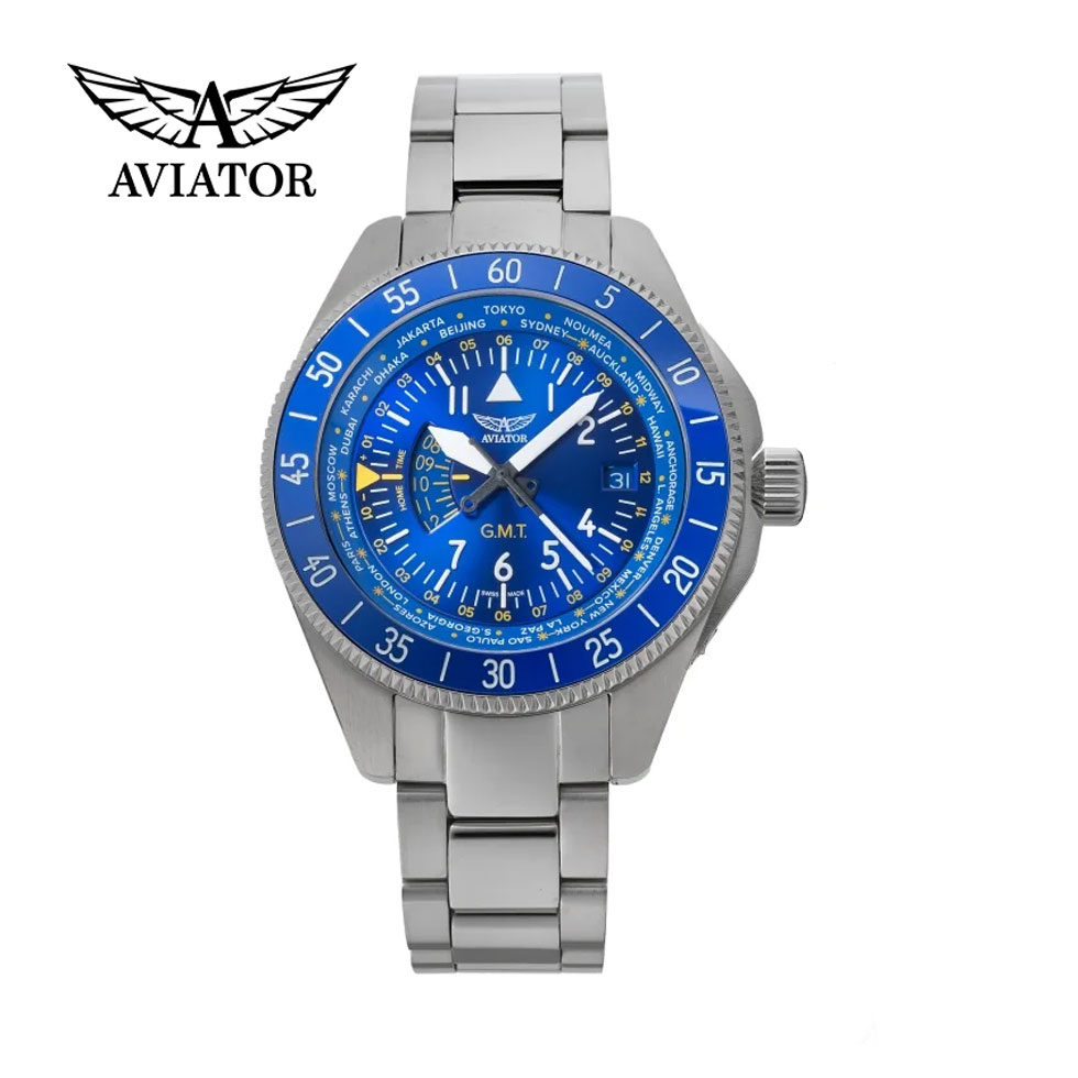 アビエイター エアラコブラ GMT V.1.37.0.308.5 腕時計 メンズ 飛行機 パイロット AVIATOR ｜ 購入特典つき｜銀座 日新堂 Web Shop