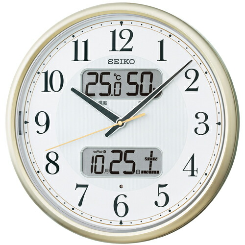 【最大2000円OFFクーポン10日(金)01:59迄】SEIKO CLOCK セイコー クロック KX384S 電波掛時計 カレンダー温湿度計つき自動点灯アナログ (薄金)