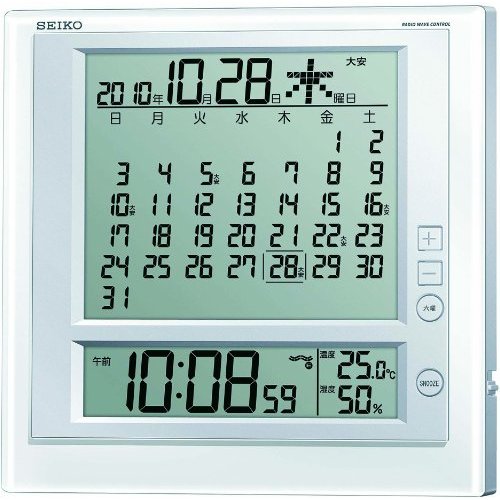 【最大2000円OFFクーポン10日(金)01:59迄】SEIKO CLOCK セイコー クロック SQ422W 掛時計 置き時計 兼用 マンスリーカレンダー機能 六曜表示 デジタル 電波目覚まし時計