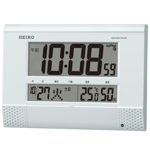 【最大2000円OFFクーポン 26日(日)01:59迄】SEIKO CLOCK セイコー クロック SQ435W 掛け時計 置き時計 兼用 デジタル 電波時計 温度表示 湿度表示 プログラム機能|銀座雑貨