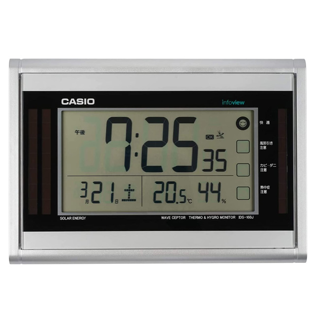 【最大2000円OFFクーポン10日(金)01:59迄】CASIO CLOCK カシオ クロック 電波ソーラー掛置兼用時計 IDS-160J-8JF 生活環境お知らせ 日付表示 温・湿度表示付