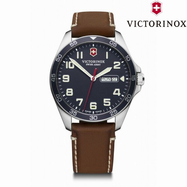 【5%OFFクーポン4月21日(火)9:59迄】ビクトリノックス VICTORINOX FIELDFORCE フィールドフォース(ブルー) レザーストラップ (ブラウン) 241848 腕時計 メンズ