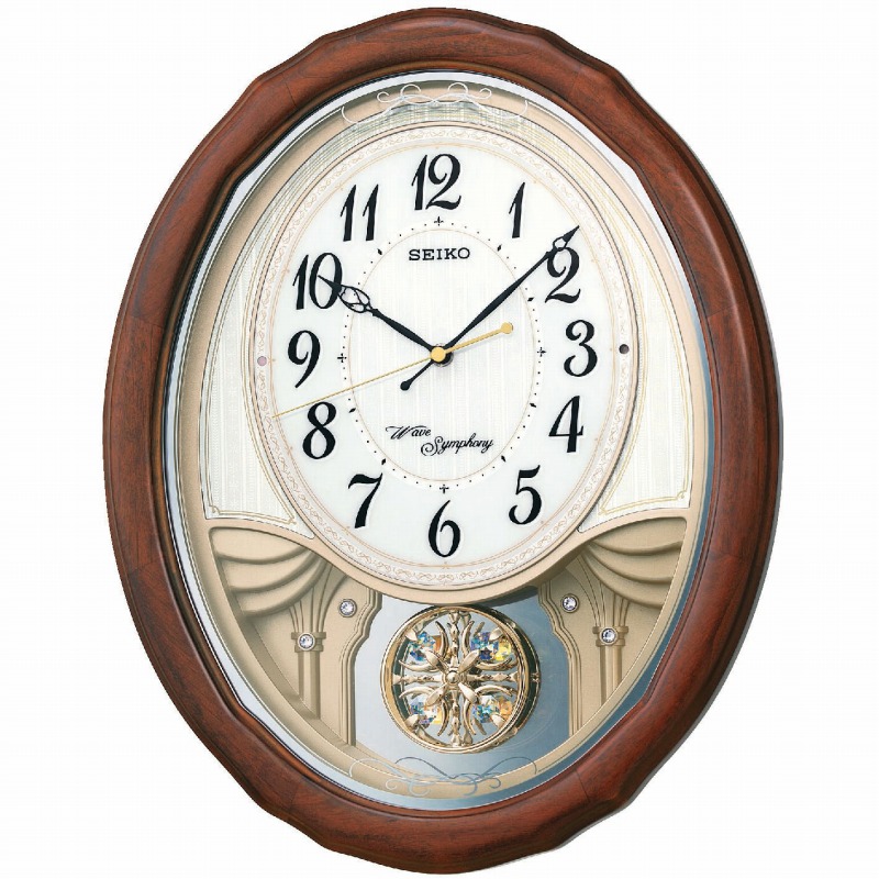 【最大2000円OFFクーポン17日(金)09:59迄】SEIKO CLOCK セイコー クロック AM257B 掛け時計 電波 アナログ トリプルセレクション・メロディ 飾り振り子 木枠 茶木地