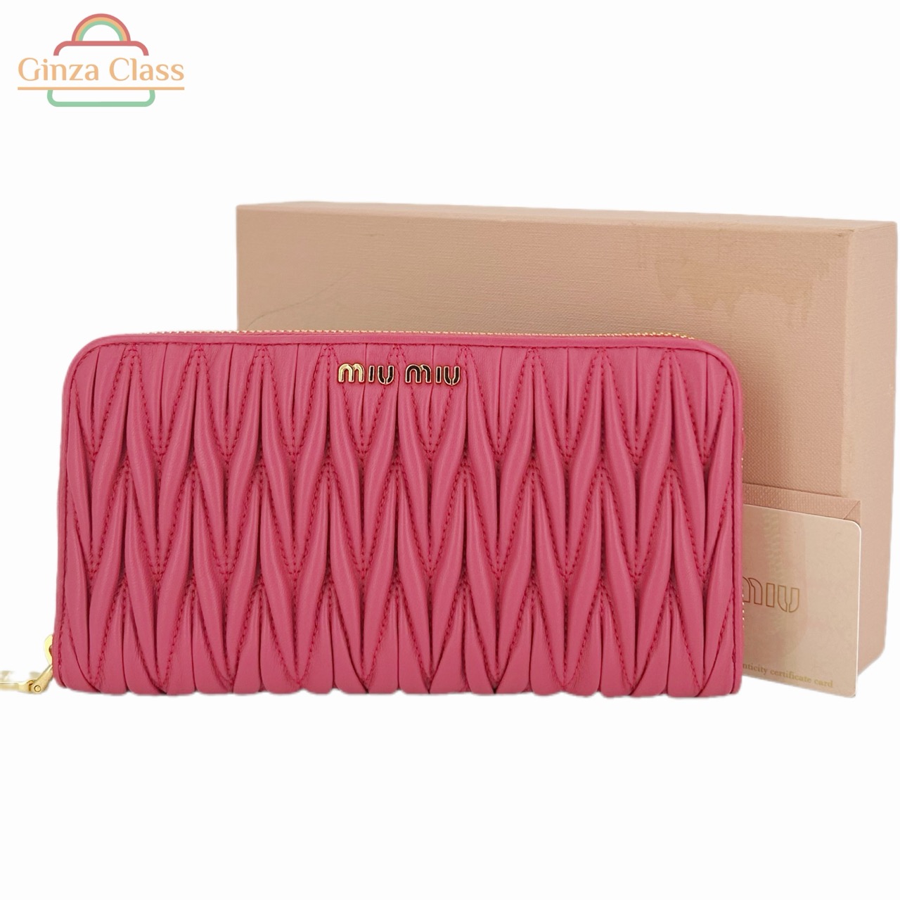 MIU MIU ミュウミュウ 新品未使用　マトラッセレザージップミニケース MIU MIU ミュウミュウ 新品未使用 マトラッセレザージップミニケース