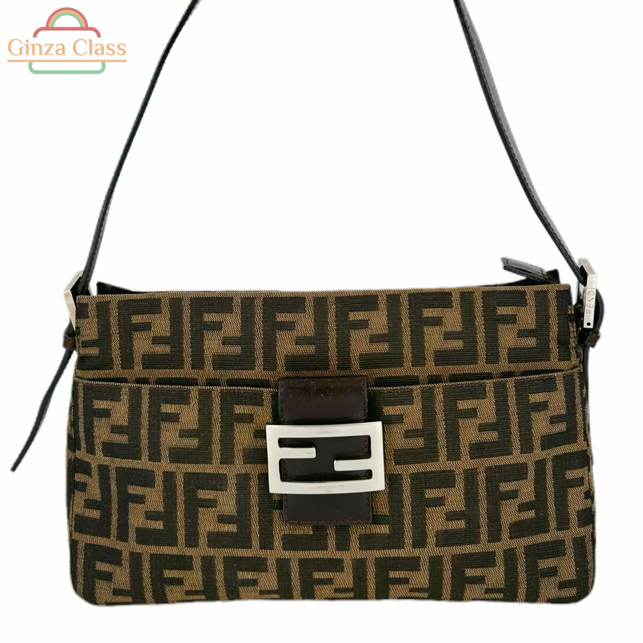 美品 FENDI ズッカ ハンドバッグ ワンショルダー ナイロン ブラック FENDI - フェンディ FENDI ハンドバッグ ショルダーバッグ