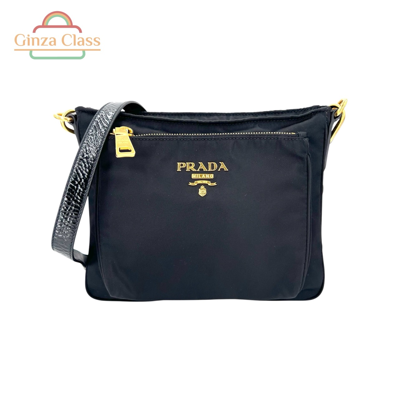 ✨美品・ギャランティ付✨プラダ チェーンショルダーバッグ 三角ロゴ ナイロン 黒 PRADA - 極 美品 PRADA プラダ Re-Edition 三角ロゴ 金具