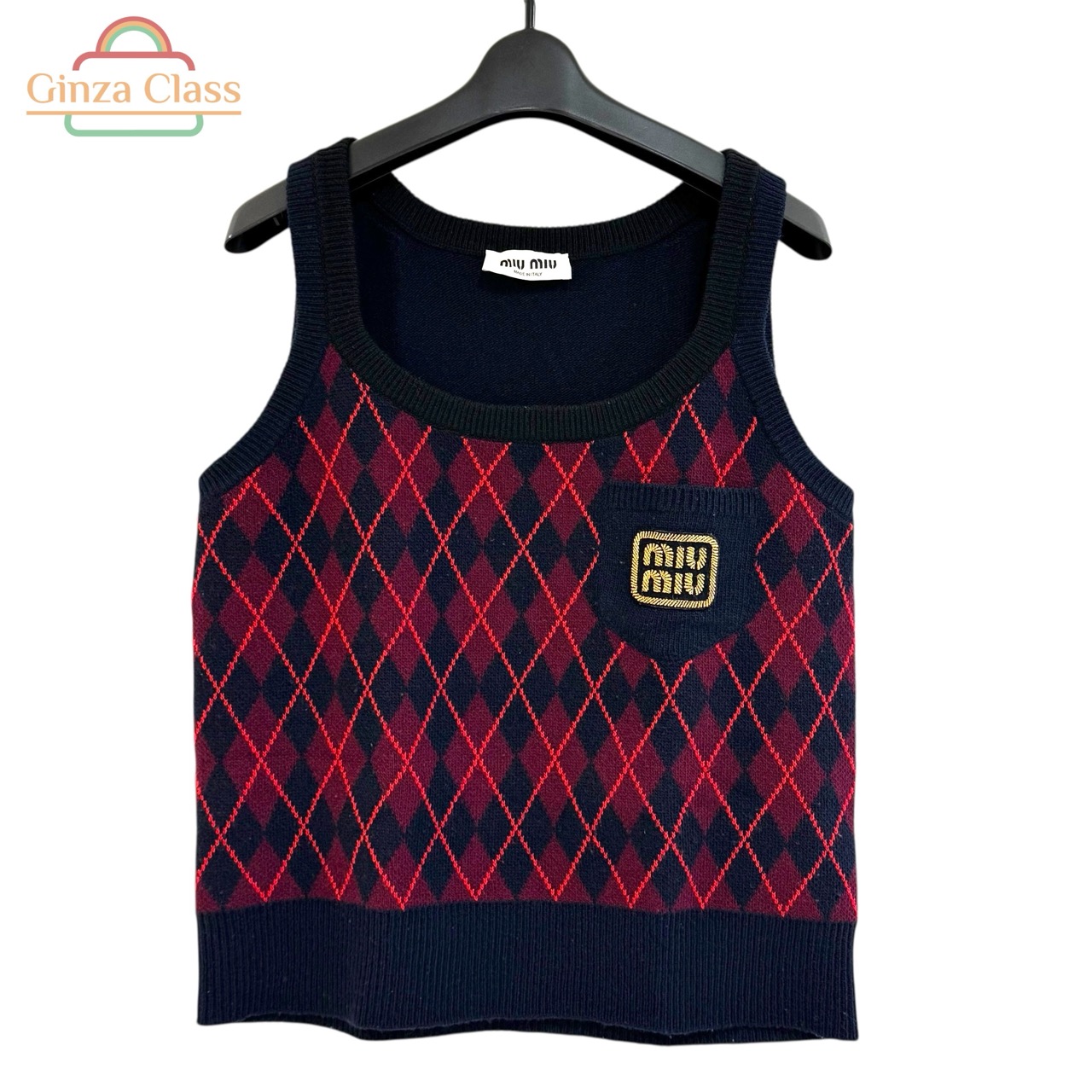 楽天市場】【中古】miu miuクロップドウールニットベスト オフホワイト