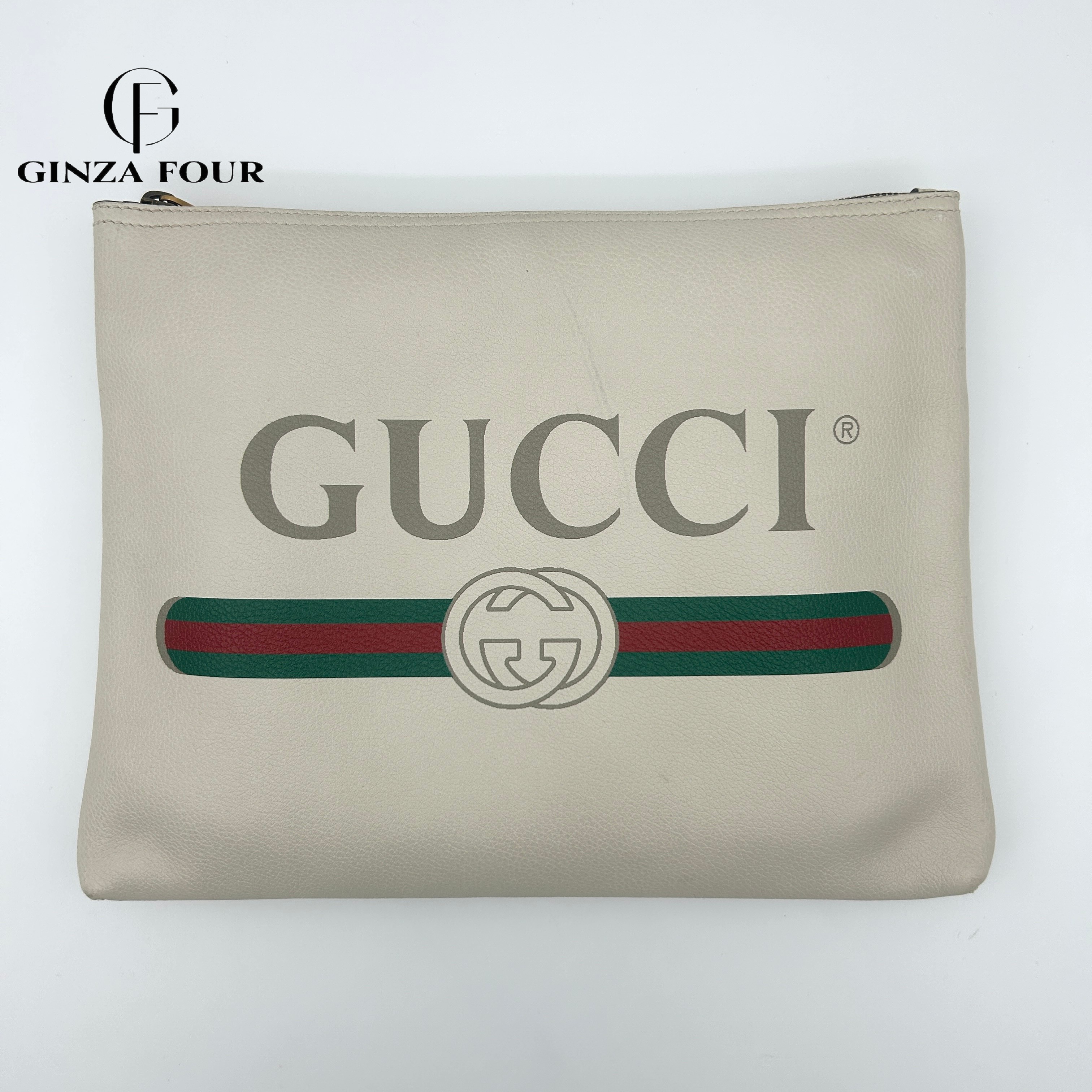【中古】【貨物輸送無料】グッチ(GUCCI) 白いこと クラッチペダル御徒面子 ハンドバック ロゴタイプ ご機嫌ブランド名 なめし革
