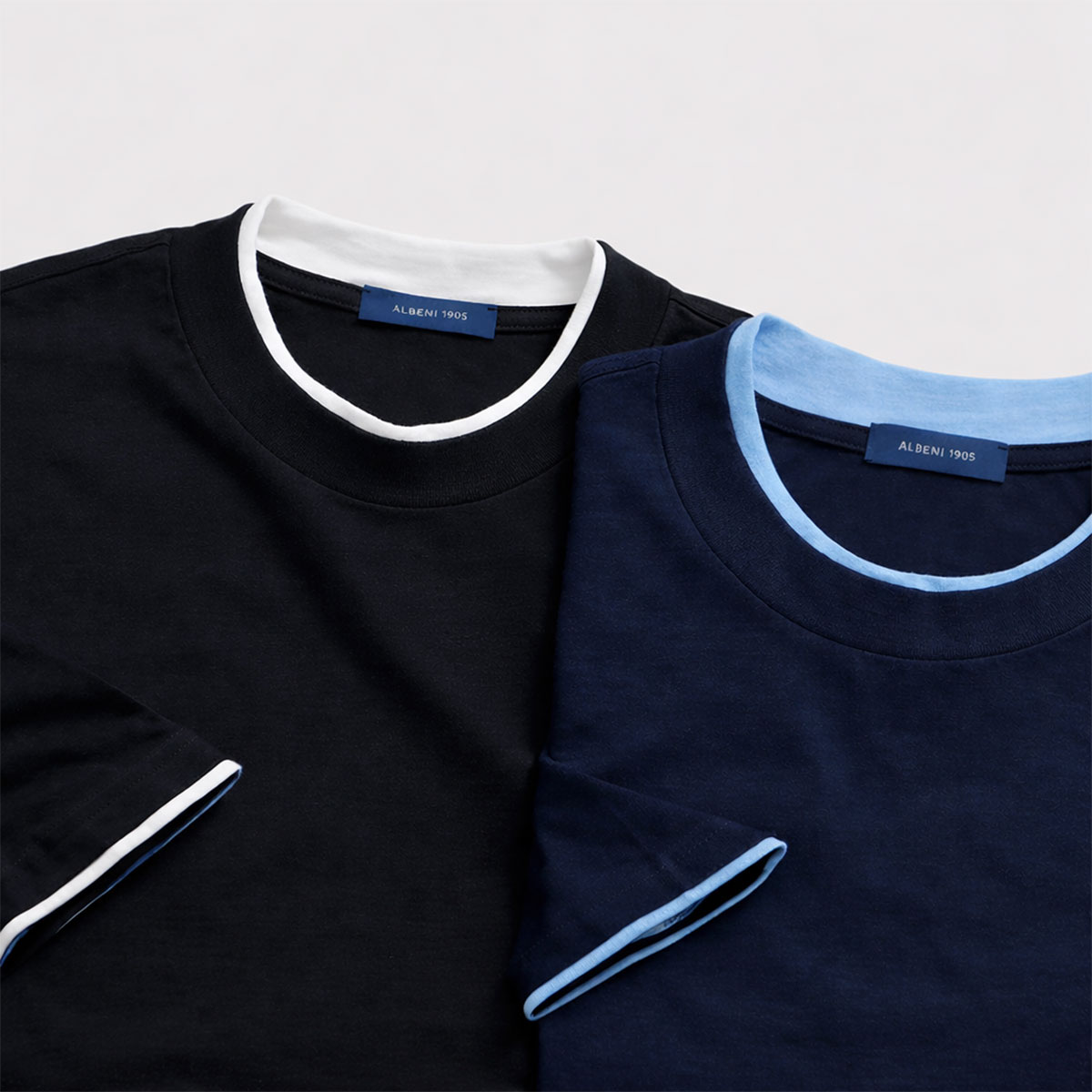 2色【Albeni／アルベニ】SUPER120’sウール ダブルカラーTシャツ クルーネック 丸首 半袖 [alb0008]