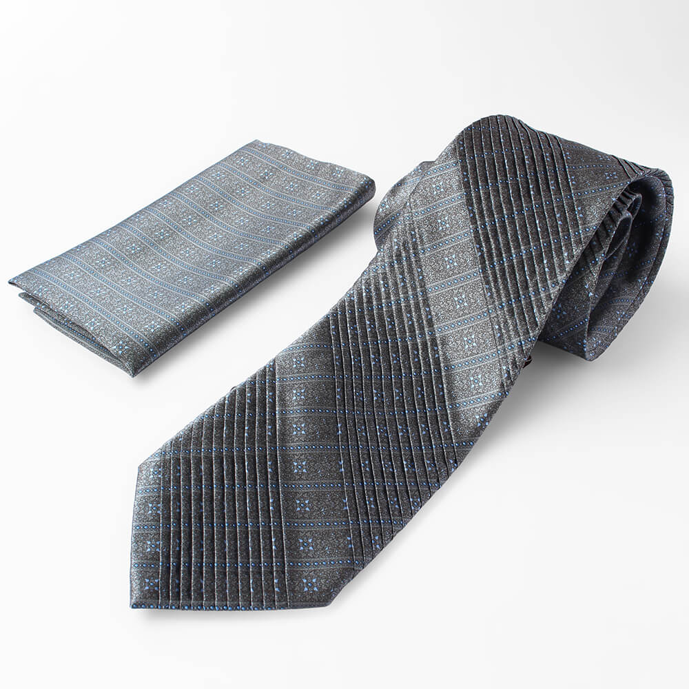【STEFANO RICCI／ステファノリッチ】ネクタイポケットチーフセット タイ 隠し旗がしら 薄墨色 (ste01175)