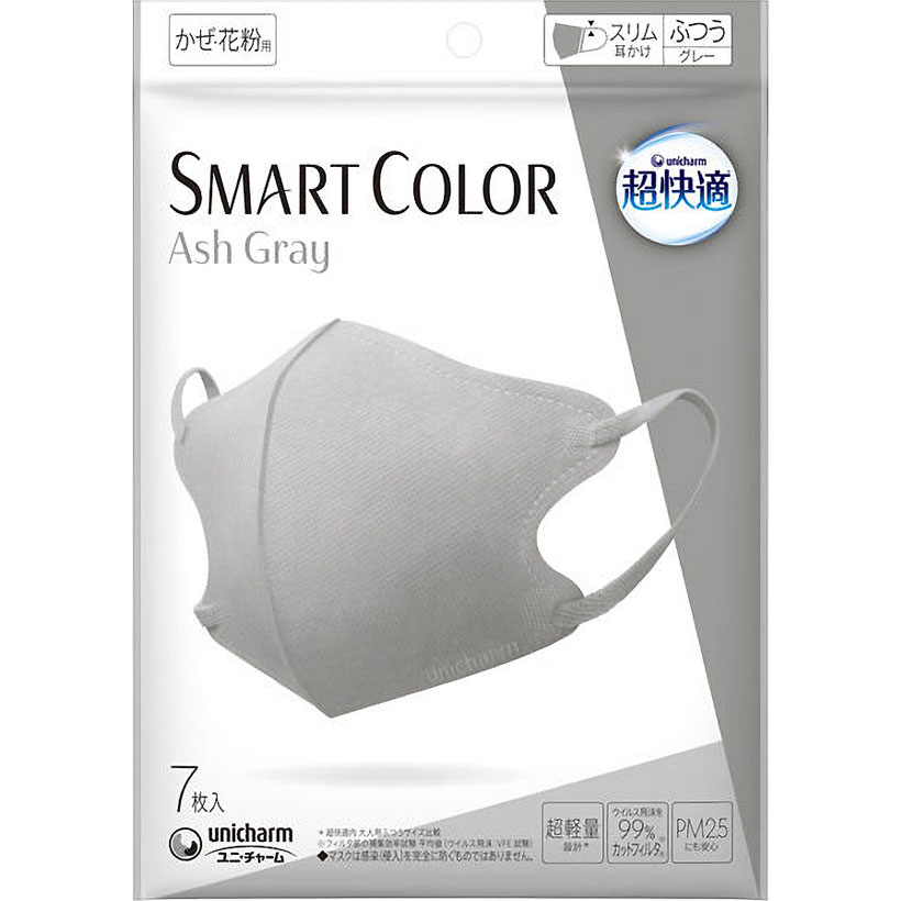 楽天市場 Unicharm ユニ チャーム 超快適マスク Smart Color スマート カラー Ash Gray アッシュグレー ふつうサイズ 7枚入 細菌 Pm2 5 日本no 1メーカー 銀座カレン