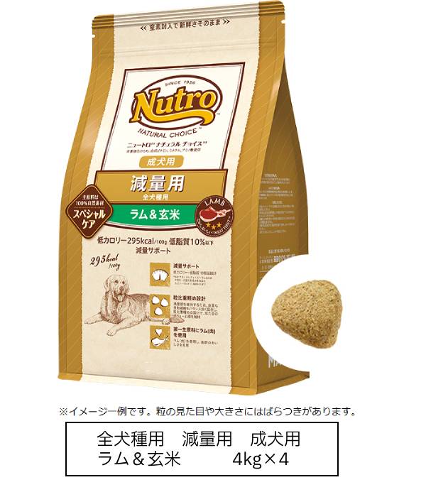 ニュートロ 自然的 より分ける 痩せこける用 全犬種用 成犬用 子ヒツジ＆玄米 4kg×4 【1ｹｰｽ】（ND387）