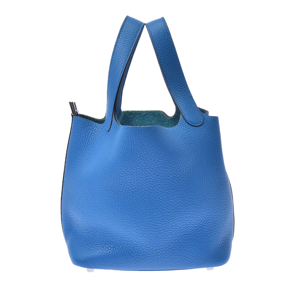 Hermes エルメス レディース シルバー金具 ピコタンロック Pm ブルーザンジバル シルバー金具 A刻印 17年頃 Hermes レディース トリヨンクレマンス ハンドバッグ Aランク 中古 銀蔵 銀蔵 店送料無料 エルメス ピコタンロック Pm ブルーザンジバル シルバー金具 A刻印