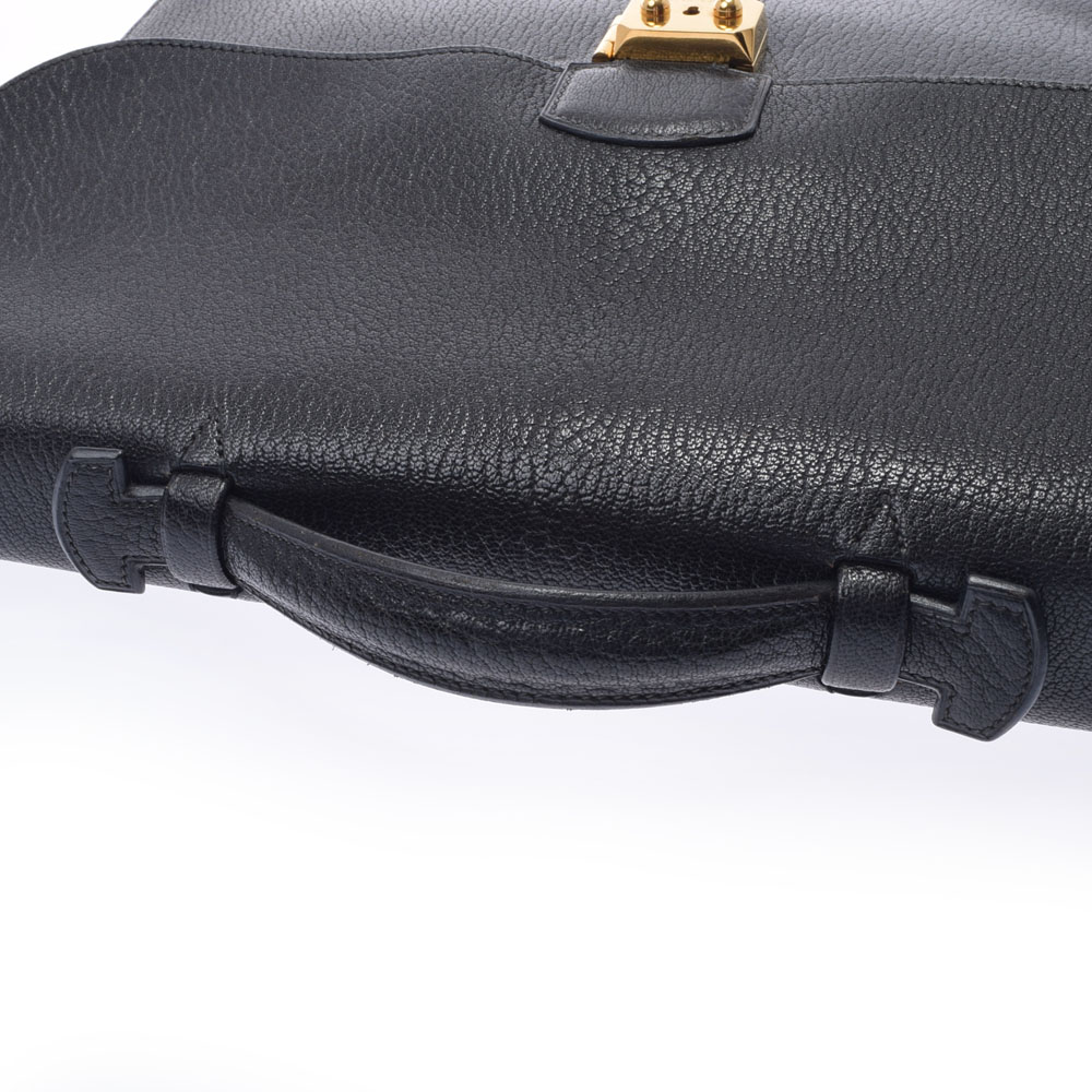 注目の福袋をピックアップ Hermes エルメス サックアデペッシュ38 ブリーフケース 黒 ゴールド金具 B刻印 1998年頃 メンズ シェーブル ビジネスバッグ Bランク 中古 銀蔵 Fucoa Cl