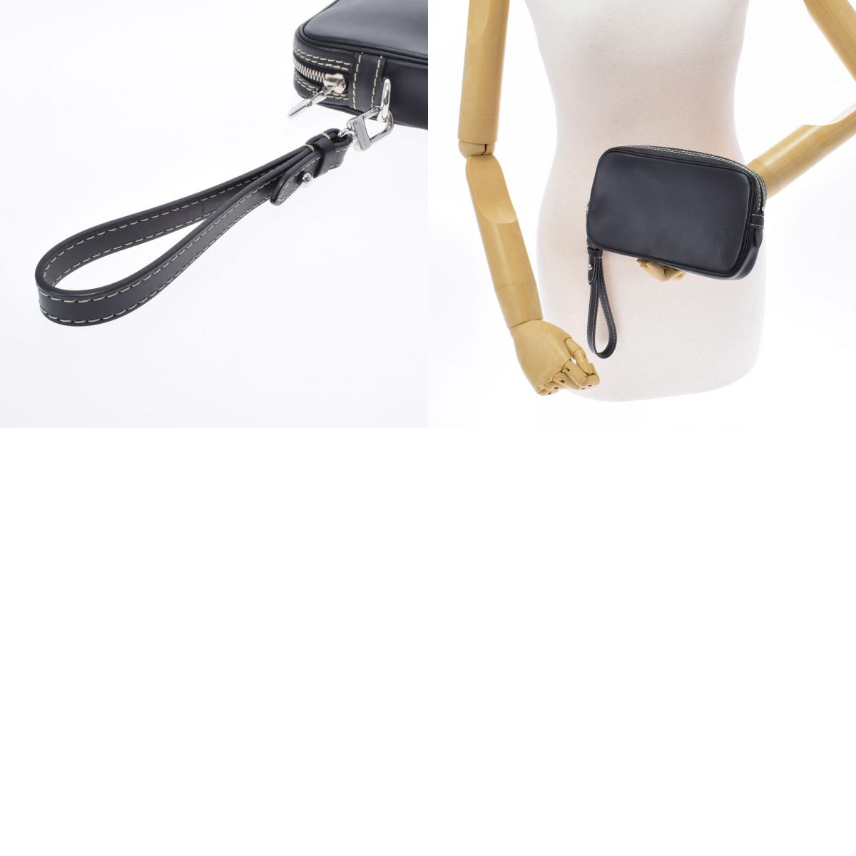 LOUISVUITTONルイヴィトン黒メンズレザークラッチバッグABランク中古銀蔵