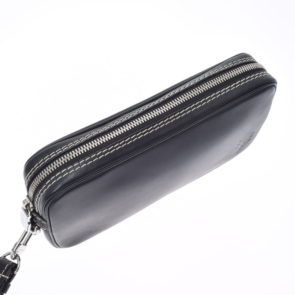 LOUISVUITTONルイヴィトン黒メンズレザークラッチバッグABランク中古銀蔵