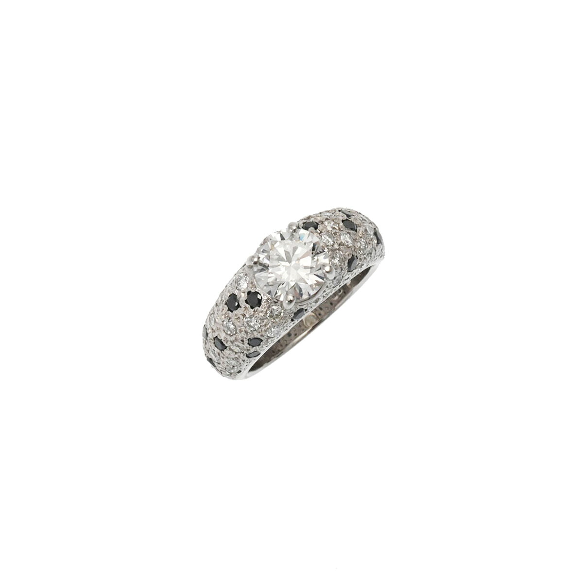 【～4/17 最大5万円クーポン】no brand ノーブランド ダイヤ1.513ct ブラックダイヤ 一粒ダイヤ ハーフエタニティ 13号 レディース Pt900プラチナ リング・指輪 Aランク 中古【ローン24回払い無金利】 銀蔵