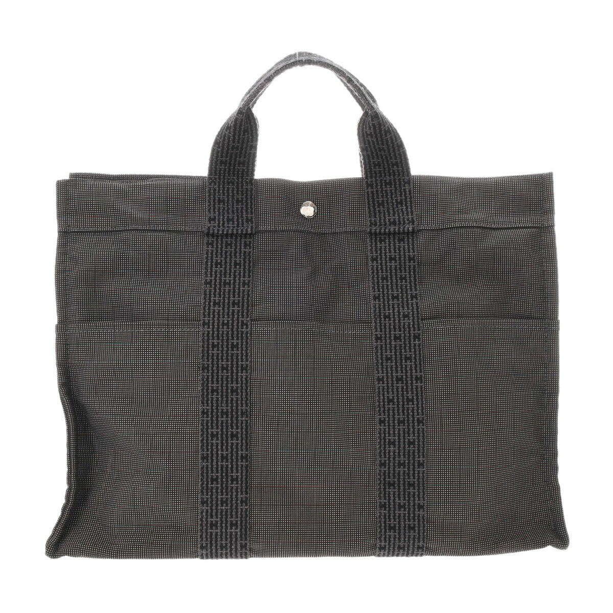 美品✨HERMES エールラインTGM グレー　キャンバス　ボストンバッグ 800000110645000-2_62777a7d-
