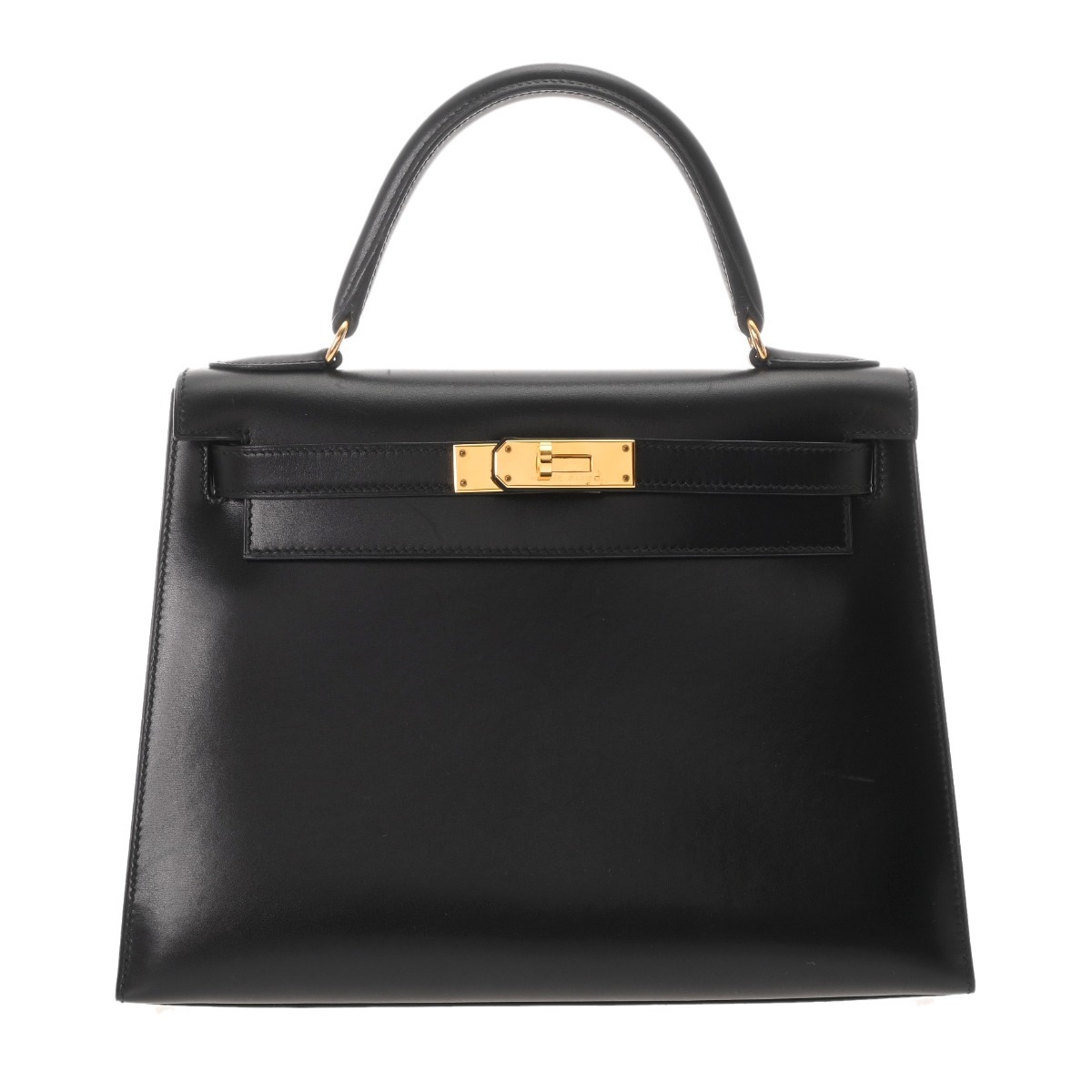 【～4/17 最大5万円クーポン】HERMES エルメス ケリー 28 外縫い 2WAY ブラック □C刻印(1999年頃) レディース ボックスカーフ ハンドバッグ ABランク 中古【ローン24回払い無金利】 銀蔵